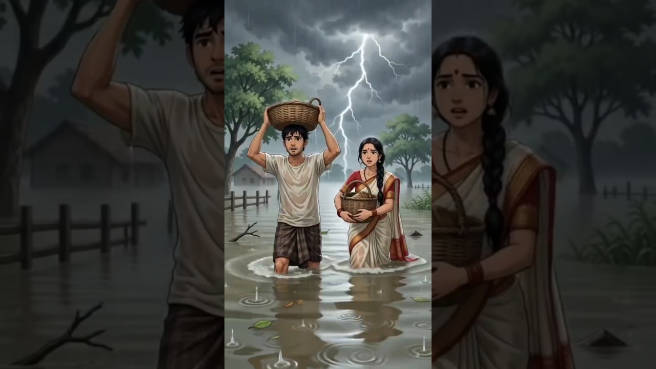 The Flood Destroyed Their Bamboo Home... they make chicken curry with appam 🌊 #aivideo #likeforlikes