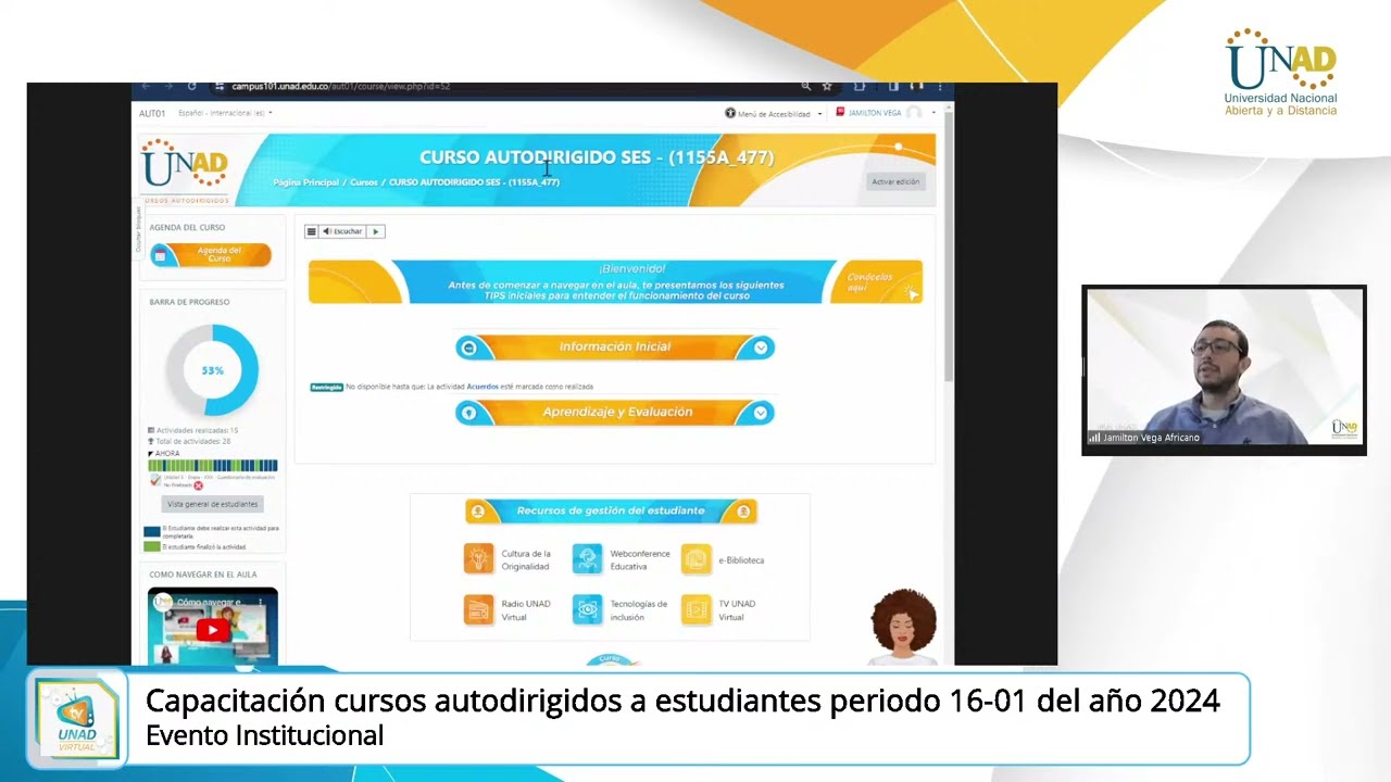 Capacitación cursos autodirigidos a estudiantes periodo 16-01 del año 2024