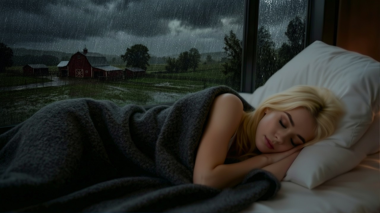 Tenha uma noite de sono profunda com o barulho de chuva na janela em uma fazenda antiga