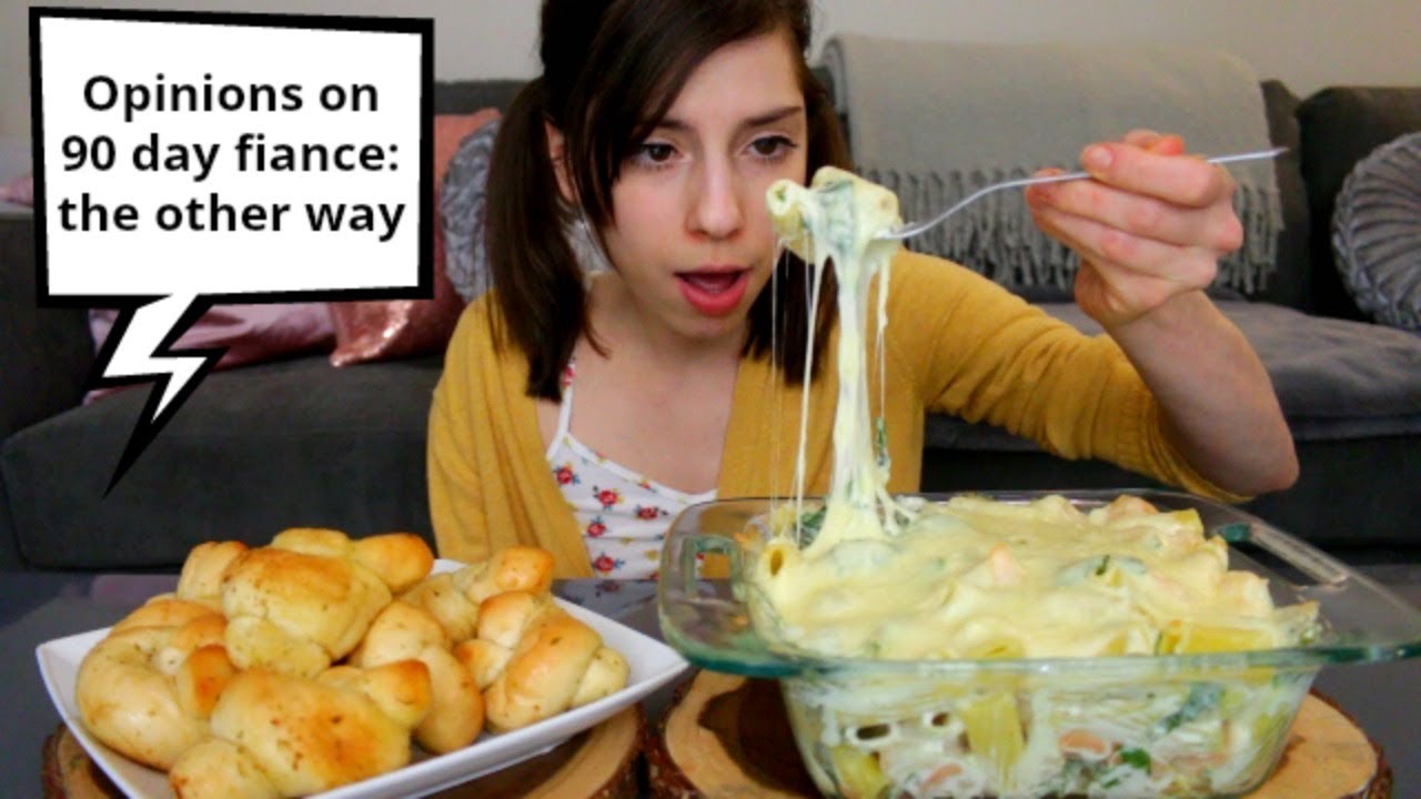 Cheesy Shrimp Spinach dip pasta recipe & mukbang