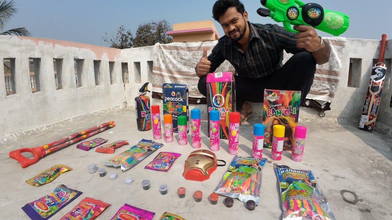Holi Colour testing Unboxing 2026 होली  पिचकारी  गुलाल  Water balloons 