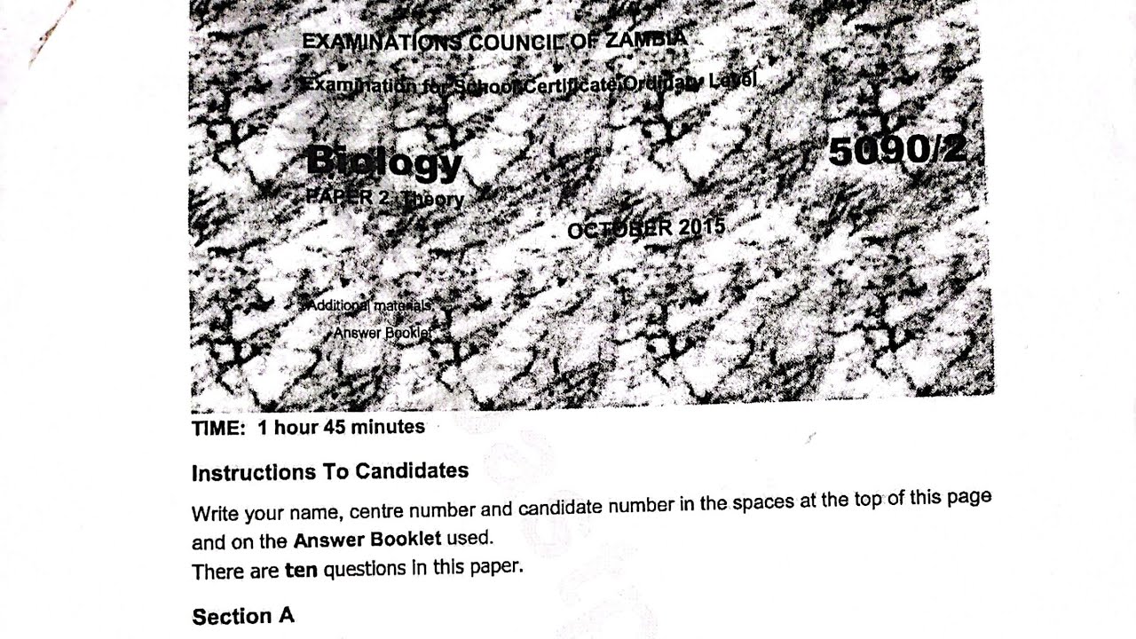REVISION BIOLOGY PAPER 2 2015 ECZ