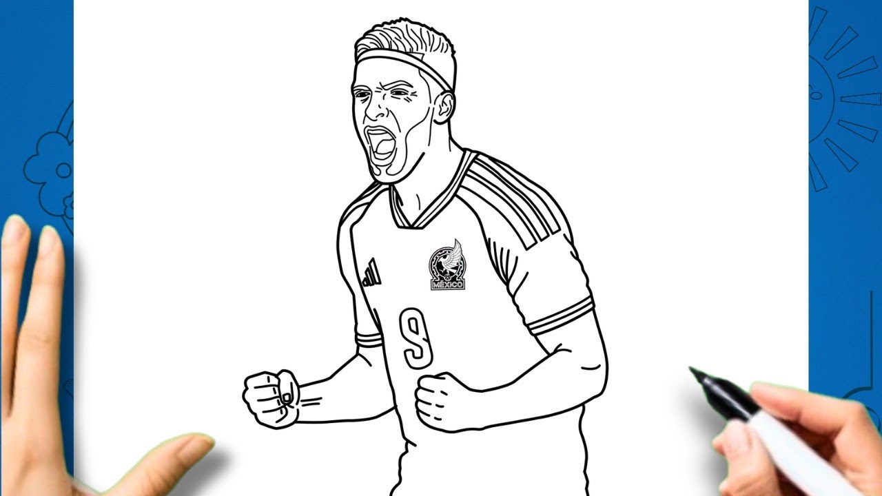 How to Draw Raul Jimenez Mexico National Team | Easy Soccer Drawing Step by Step