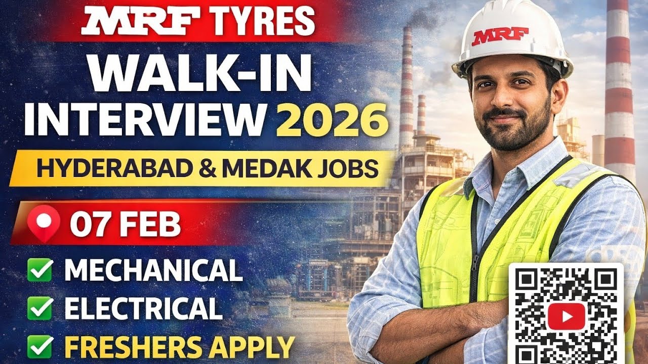 MRF Walk-In Interview 2026 🔥 Engineers & Supervisors Jobs | Hyderabad