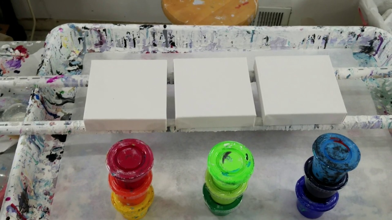 (452) Acrylic mallet smash triptych