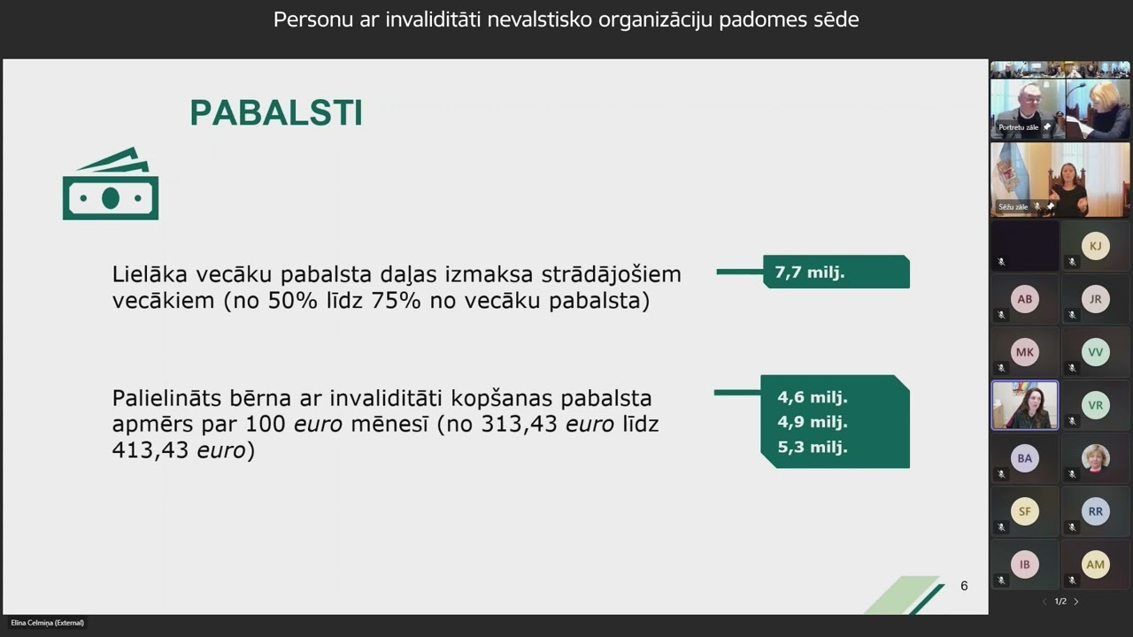 Personu ar invaliditāti nevalstisko organizāciju konsultatīvās padomes sēde (2025.01.09)
