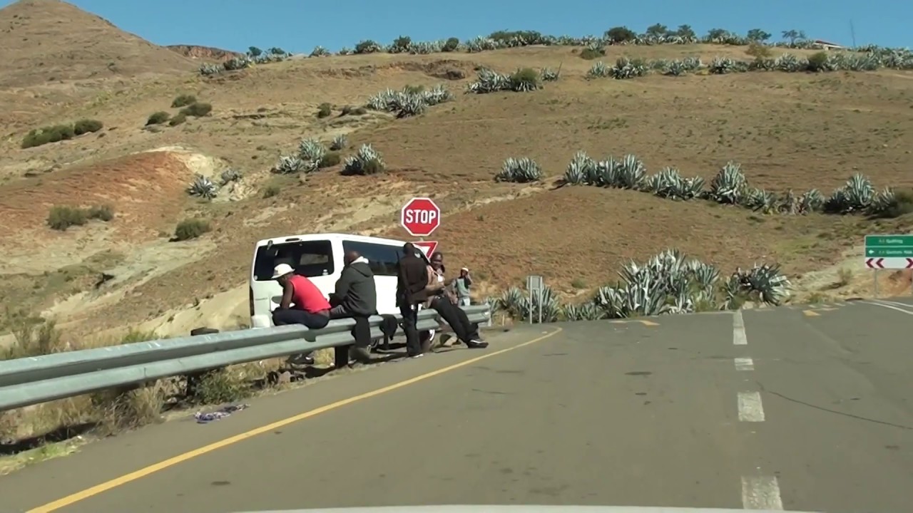 HD Driver View: Driving in Lesotho from Maseru to Qachas Nek via Semonkong. Minute by minute