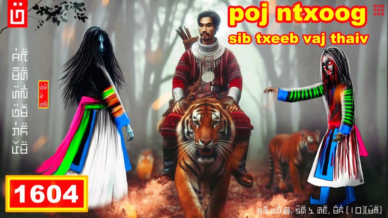 dab hais hmoob - 1604 - poj ntxoog sib txeeb vaj thaiv, ผีแย่งคน, ghosts fight for a man.