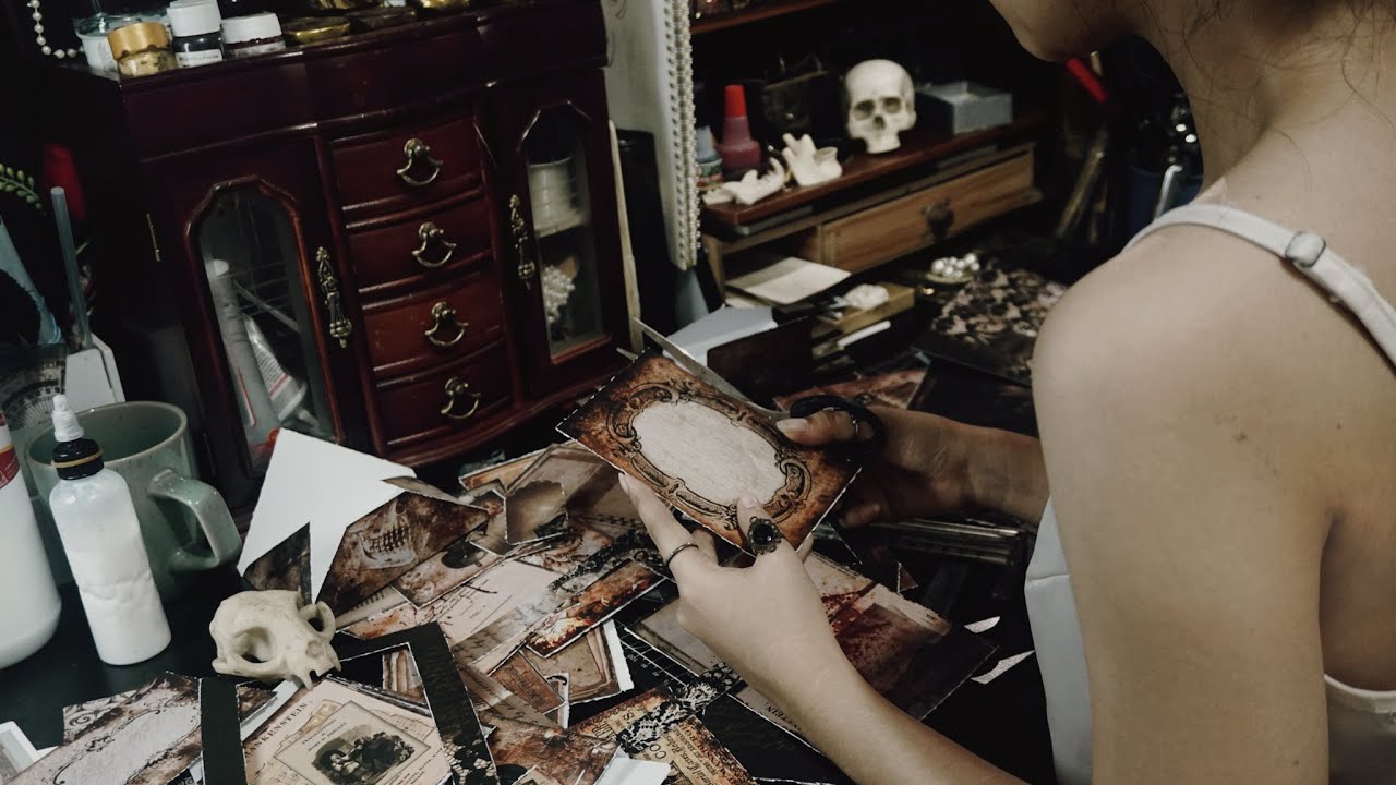 MAKING A GOTHIC VICTORIAN JUNK JOURNAL | No Talking | Semi ASMR
