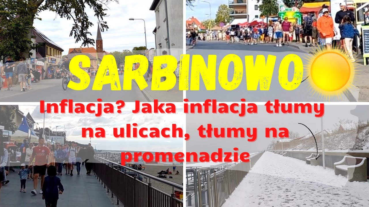 Sarbinowo Tłumy turystów na ulicach, tłumy turystów na promenadzie❗Sarbinowo latem❗ Polacy się bawią