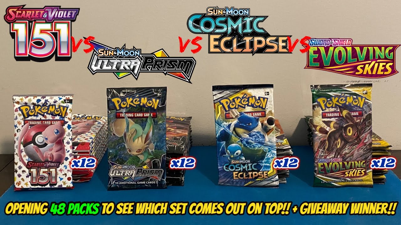 POKEMON 151 vs EVOLVING SKIES vs COSMIC ECLIPSE vs ULTRA PRISM Pokemon Card Opening!! + GIVEAWAY!!