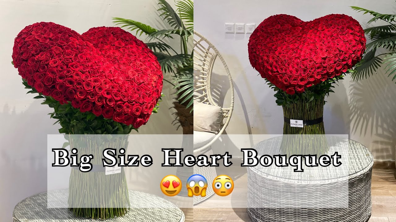 How to make Heart Shape Bouquet | 346 Roses 76x76 X 1m 