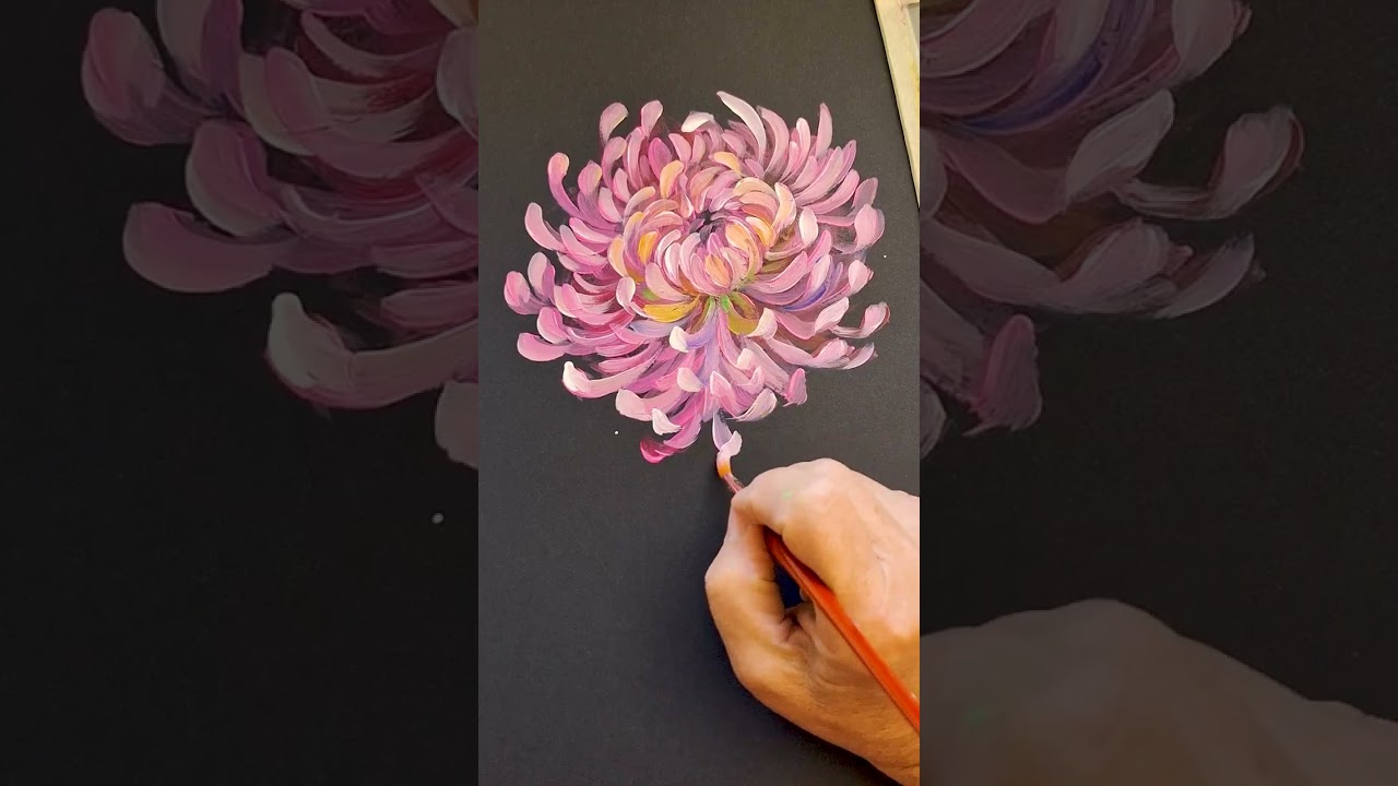 L'effetto Wow! Dipingere un crisantemo su carta nera!