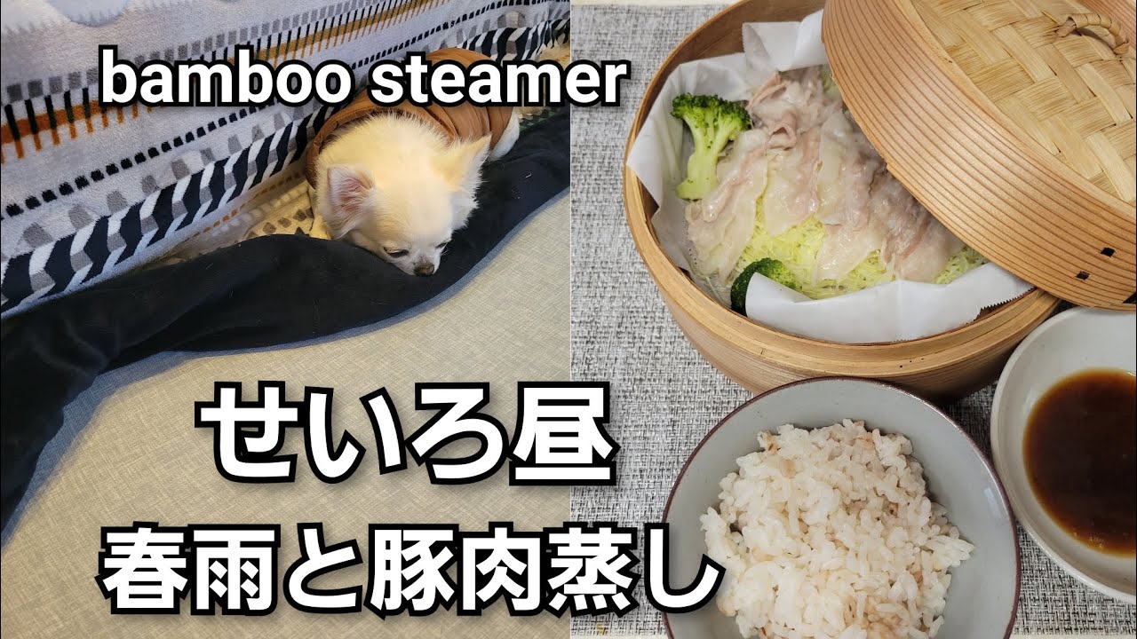 せいろ昼｜春雨と豚肉蒸し#10。ちはる。#チワワ#チワワのいる暮らし#アラフィフ#静かな暮らし#50代YouTube#せいろ蒸し#昼ご飯#蒸し料理