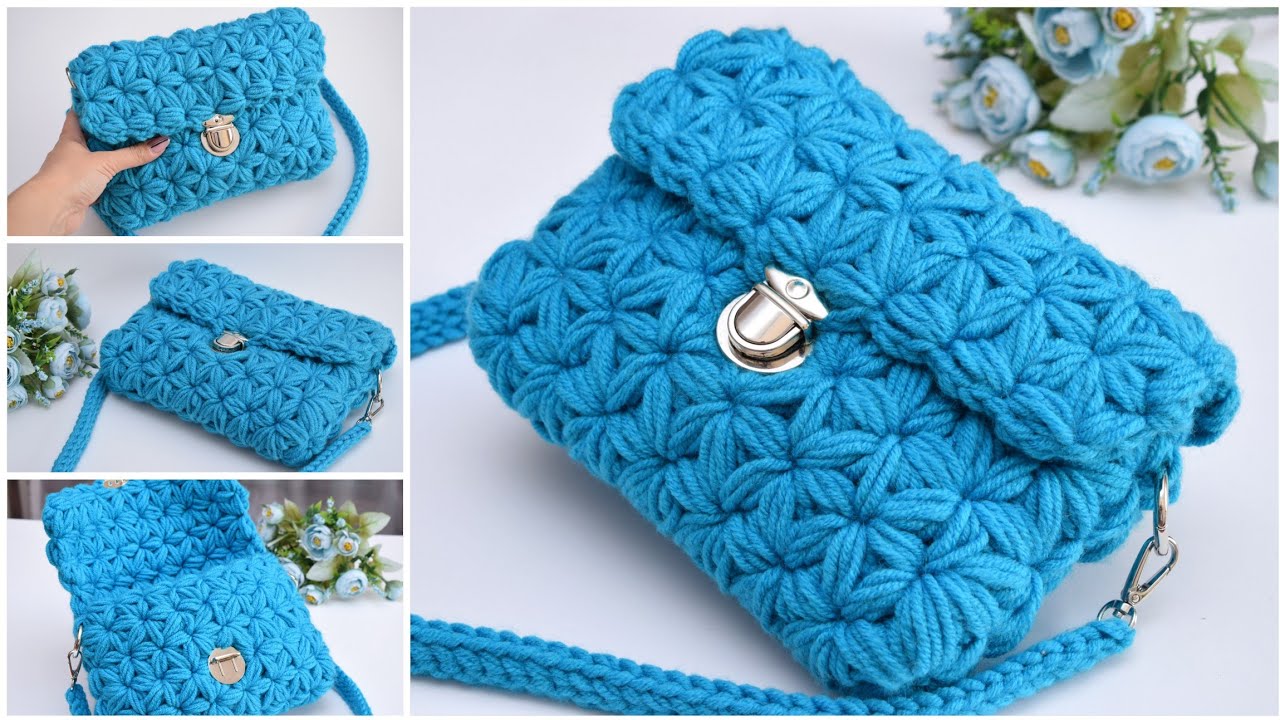 Winter Handbag Star Pattern Easy to Crochet Friendly for Beginners Видео МК Сумочка Узор Звездочки