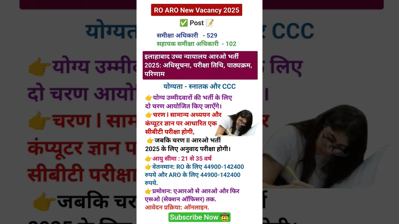 Ro Aro New Vacancy 2025 || Allahabad High Court Ro Aro 2025 || 