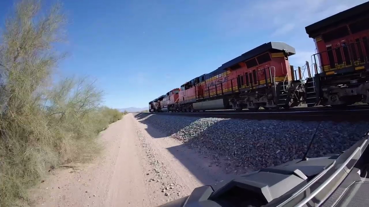 BNSF train starting from stop right near Franconia , Arizona .