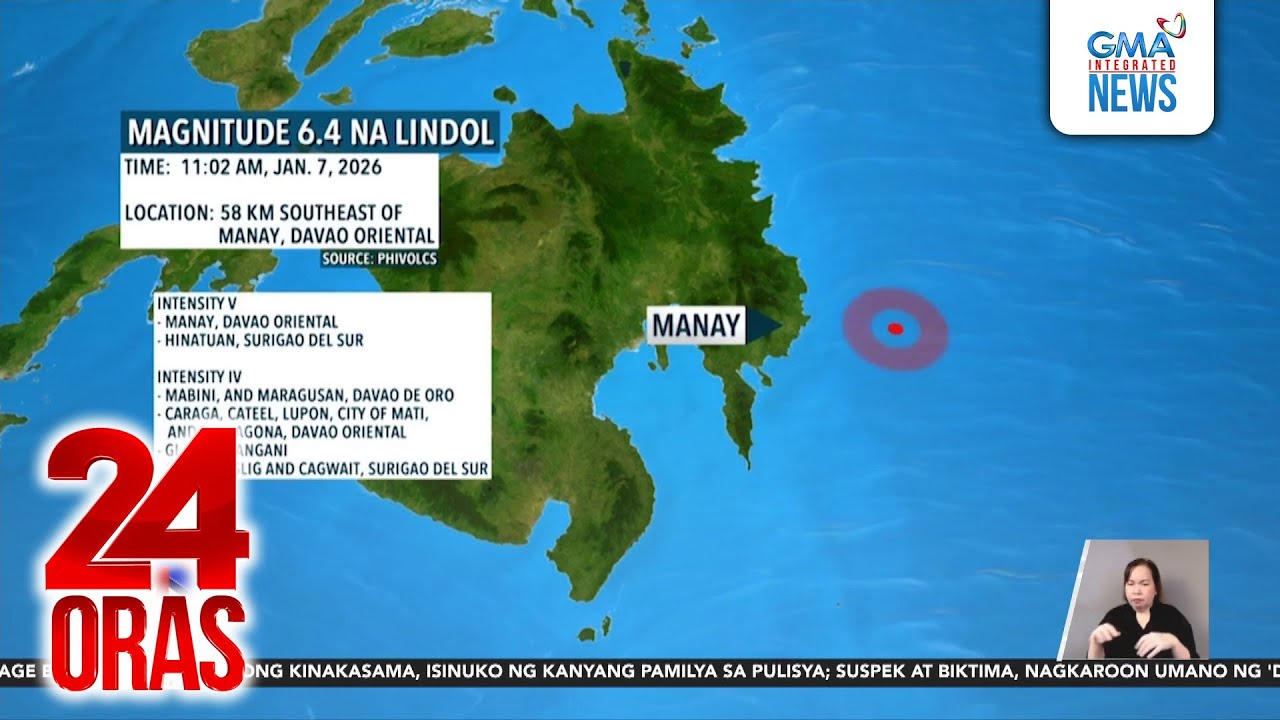Magnitude 6.4 na lindol, yumanig sa Manay, Davao Oriental; ramdam pati sa mga karatig... | 24 Oras