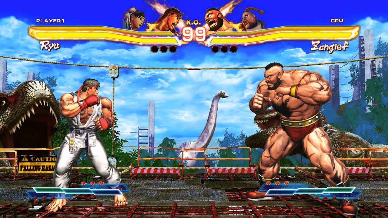 Ryu & Chun-Li vs Zangief & Rufus (Hardest AI) - Street Fighter X Tekken.