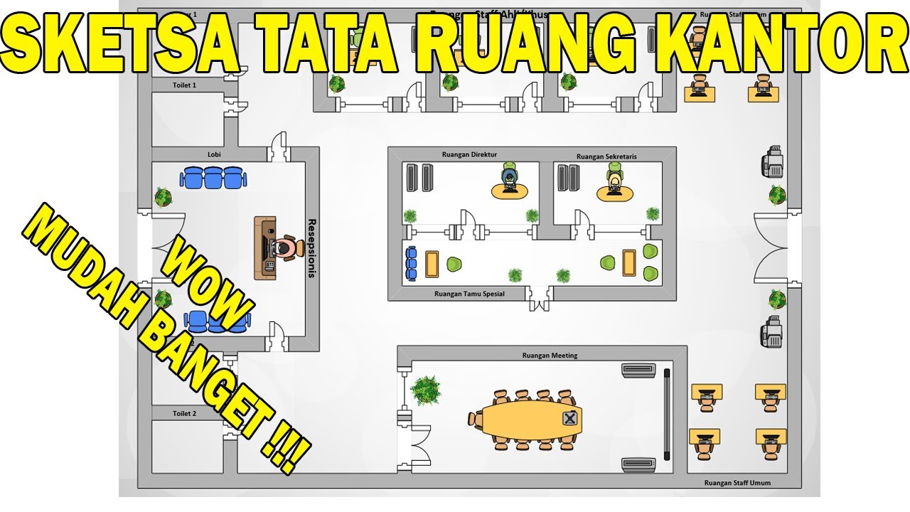 Sketsa Tata Ruang Kantor Mudah dan Menarik Pakai Visio