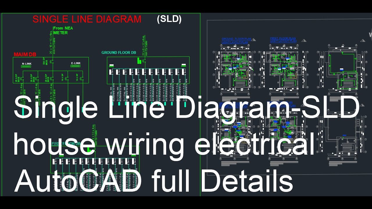 Single Line Diagram-SLD house wiring electrical AutoCAD full Details