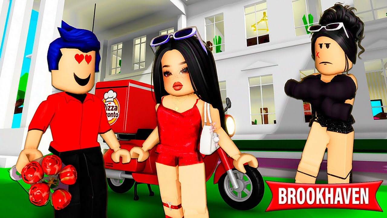 O ENTREGADOR DE PIZZA SE APAIXONOU PELA MENINA RICA | Historinhas Brookhaven RP | Roblox