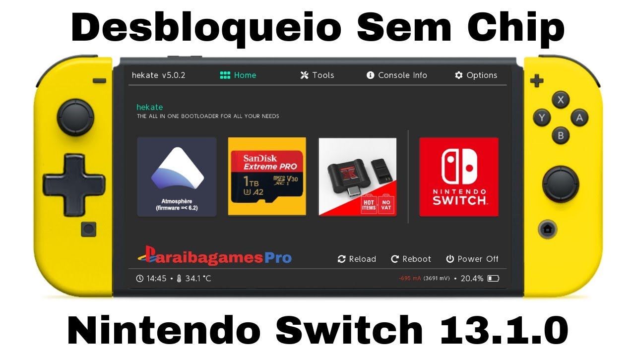 Desbloqueio sem Chip para Nintendo Switch 13.1.0 Atmosphere 1.2.4 SXOS 3.1.0 🔓🏴&zwj;☠️🥂🥳👇