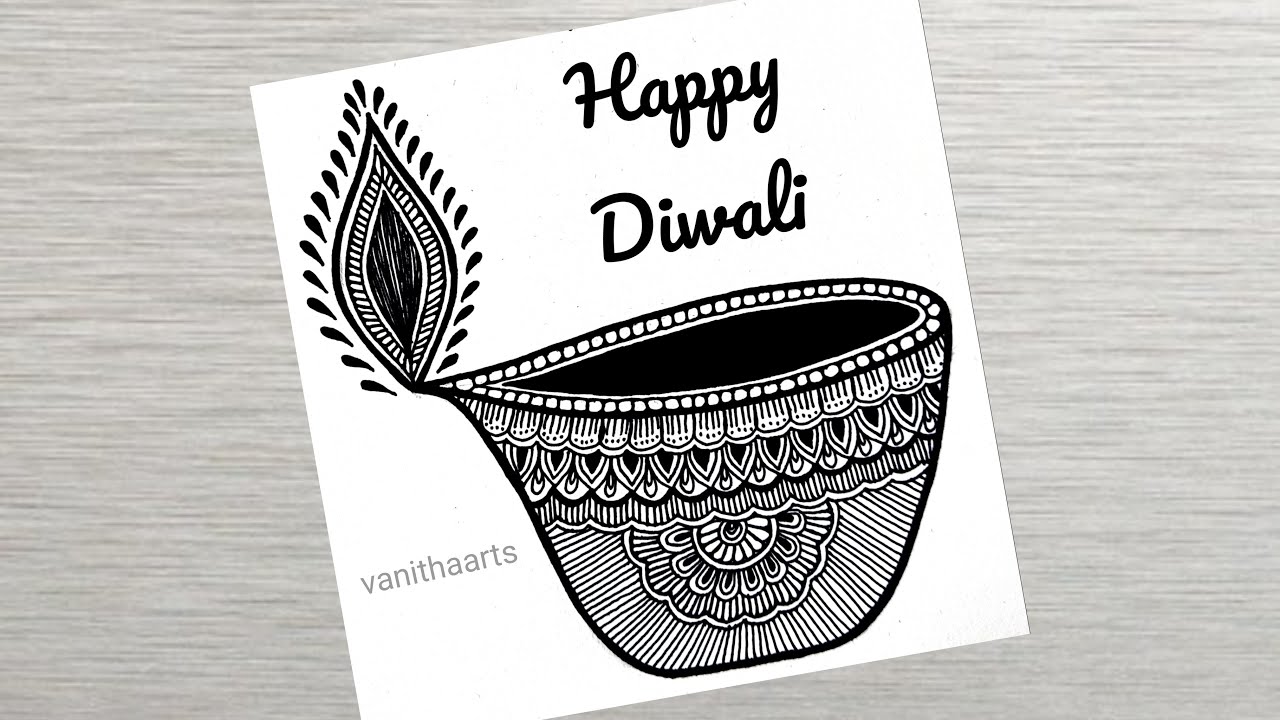 Diya mandala art | How to draw Mandala for Beginners | Diya drawing | Happy Diwali | Doodle