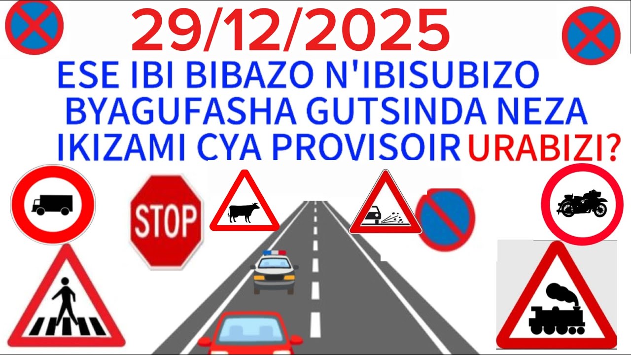 Amategeko y'umuhanda 🛑 🚔 🛑 Ibibazo n'ibisubizo by'ikizami cy'uruhushya rw'agateganyo