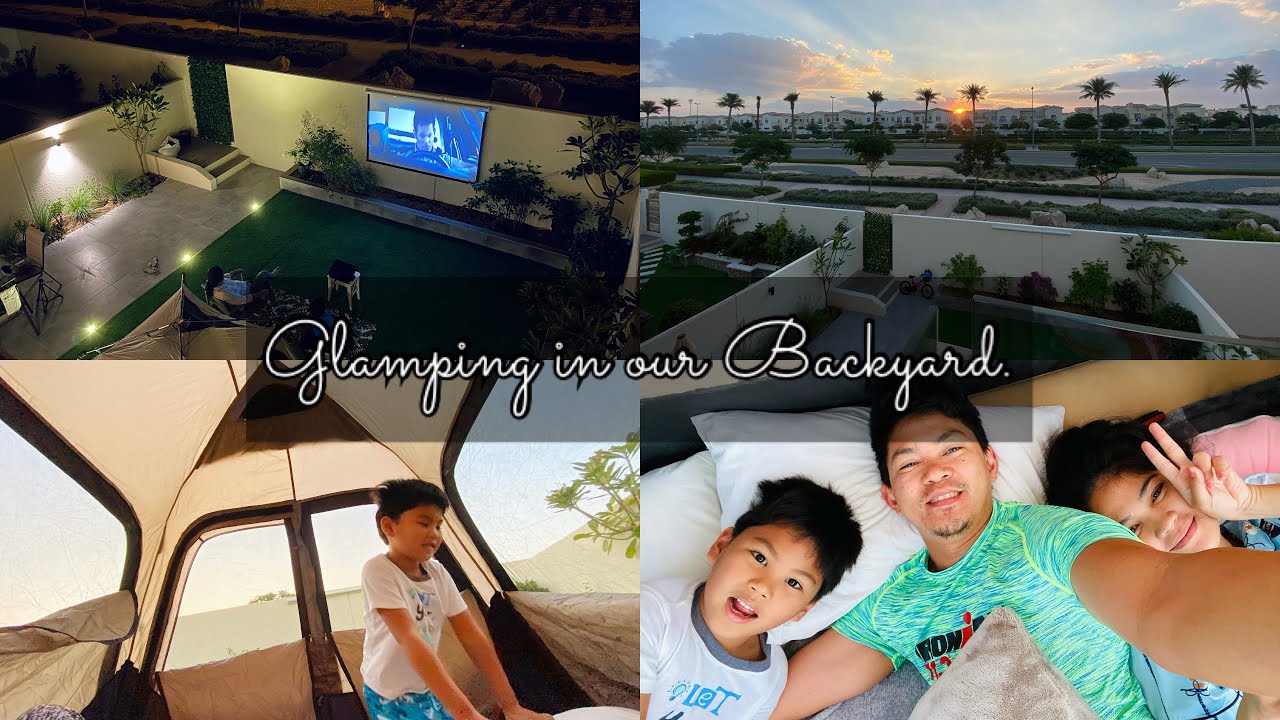 GLAMPING IN OUR BACKYARD... | OUTDOOR CINEMA | COLEMAN TENT | LIFE IN A DAY
