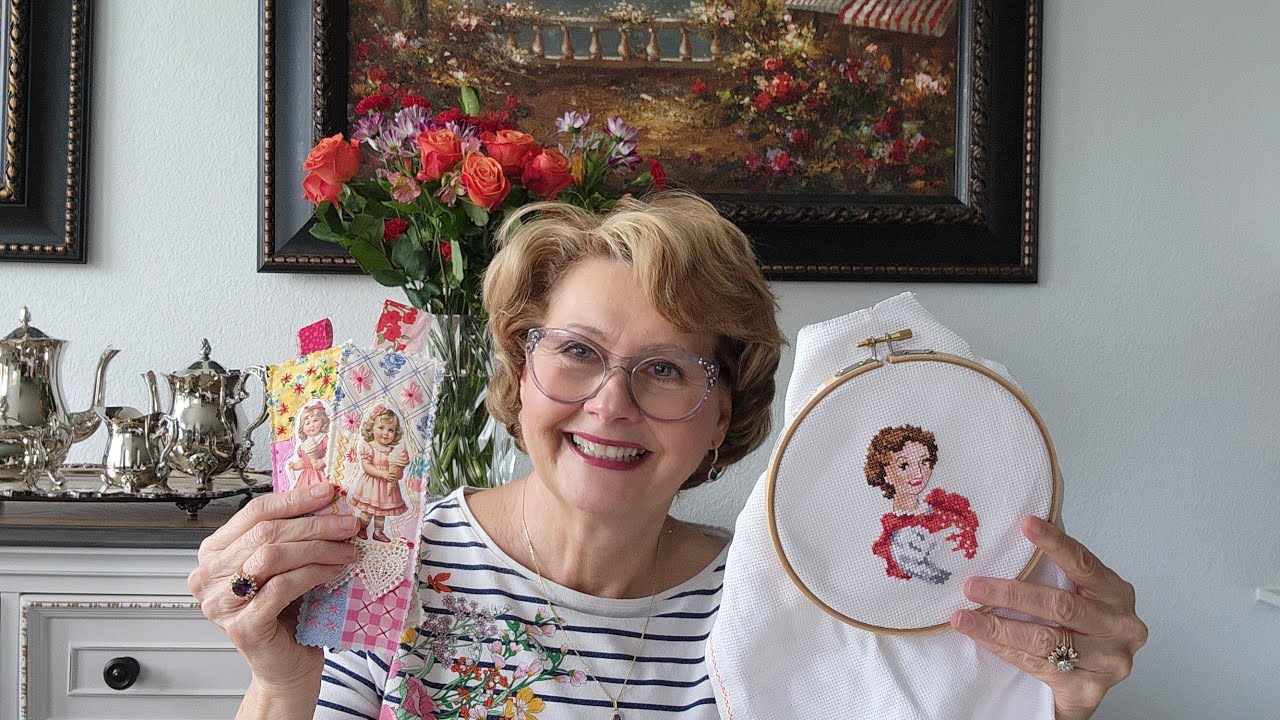 #flosstube  90 Cherry Pie Lady and slow stitch bookmarkers