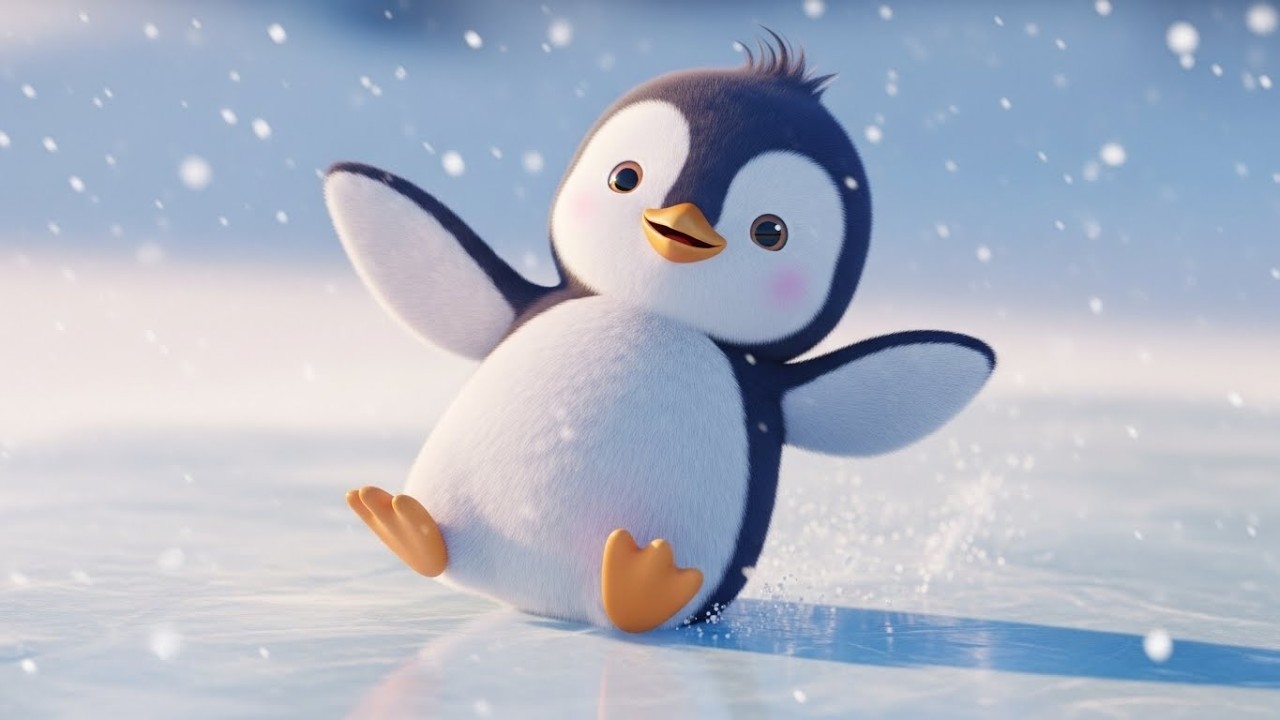 Пять маленьких пингвинов скользят вместе 🐧❄️🛷 | Мультфильм для детей и весёлые приключения