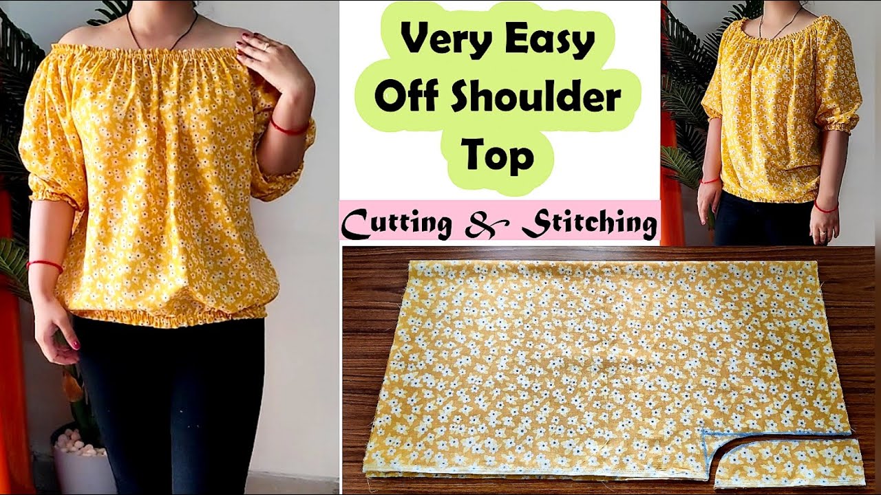 सिर्फ 1.5 मीटर कपड़े से बनाये  Off Shoulder Top | Top Cutting And Stitching | Stitch By Stitch