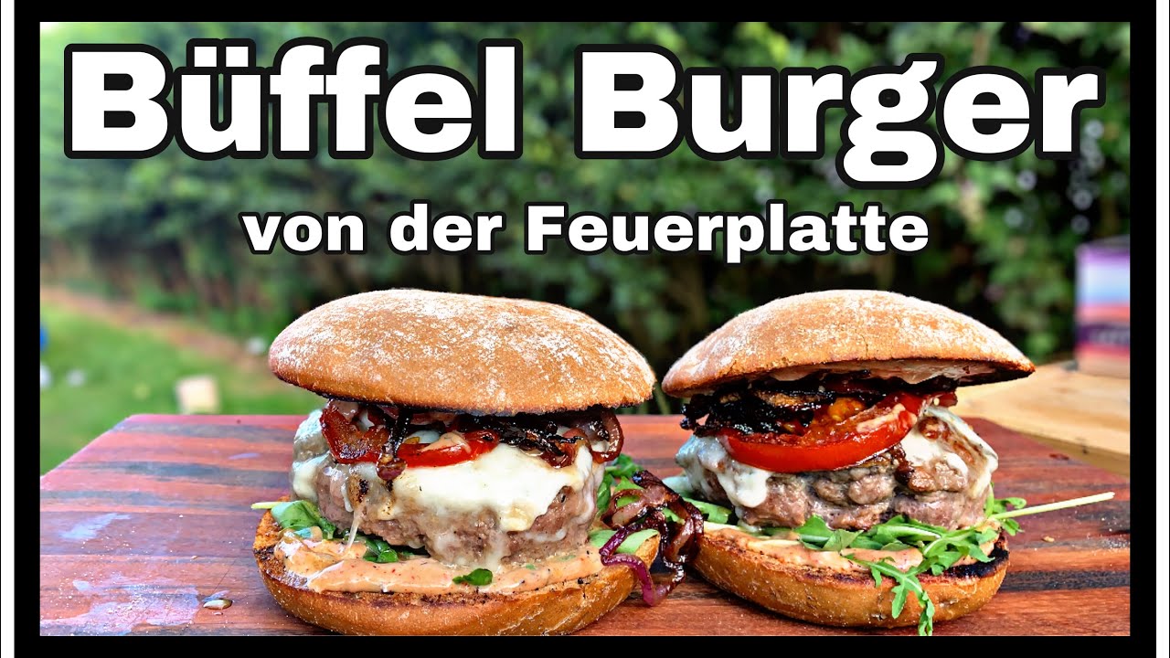 Büffel Burger von der Feuerplatte mit @Mc.Ellisda's Outdoor cooking