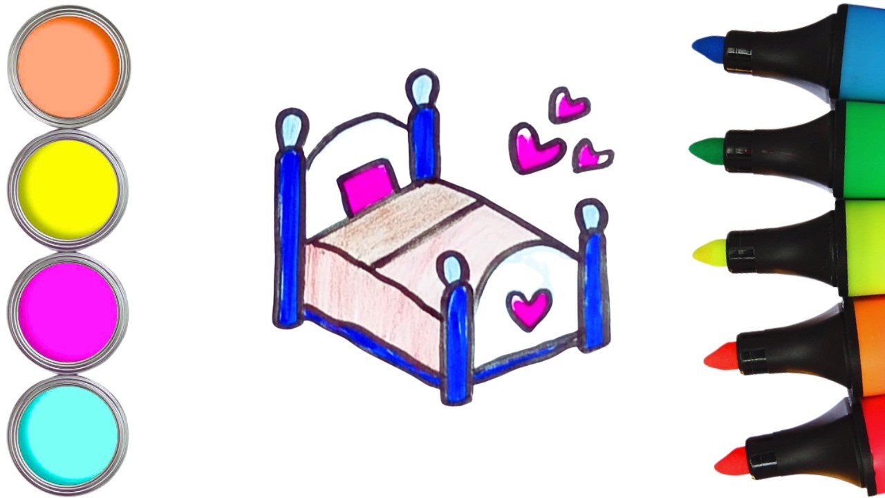 How To Draw cute bed Drawing, Painting & Coloring For Kids and Toddlers_ Child Art 🛏️🌈🎨