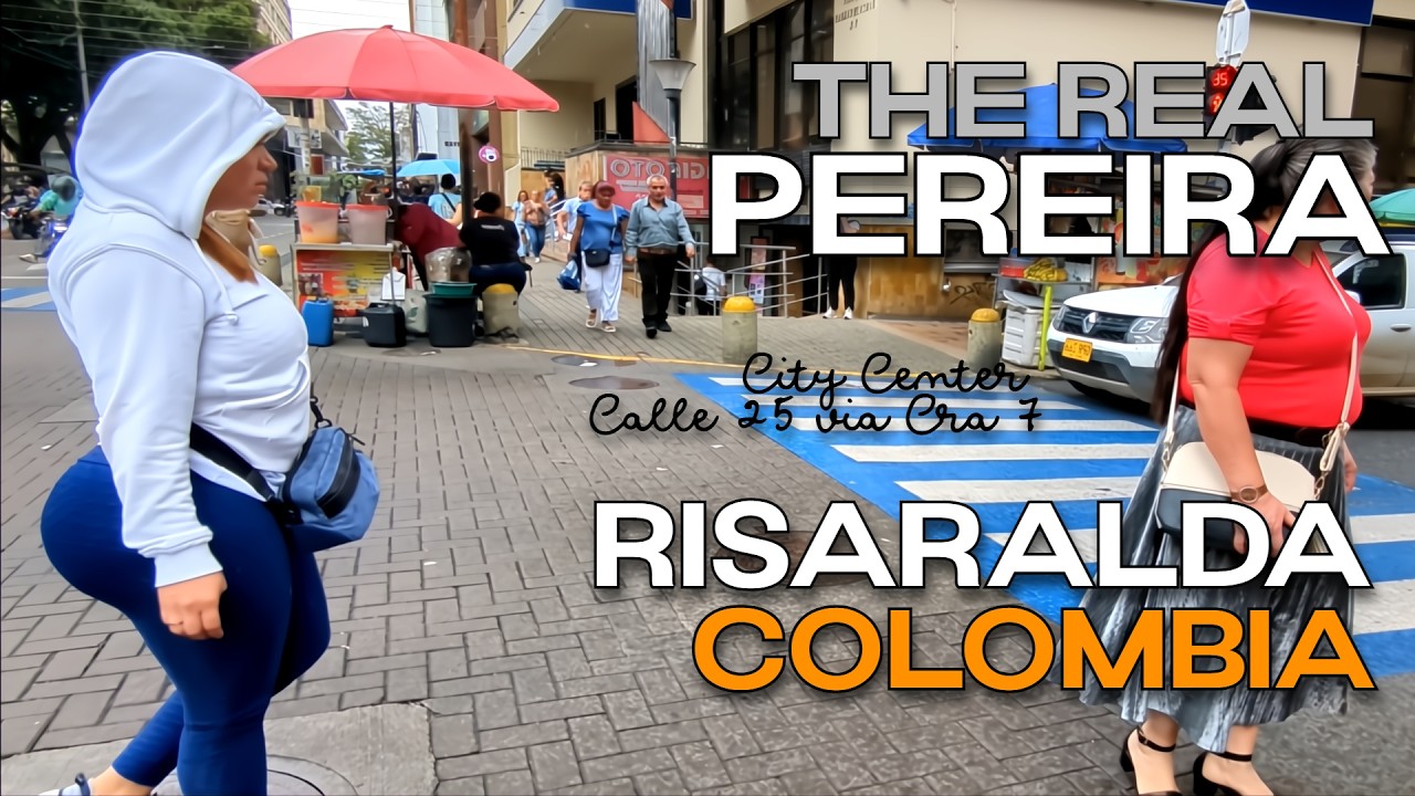 Walk on a rainy day in Pereira, Colombia | 4k | Calle 25 via Carrera 7 | People & Urban Life