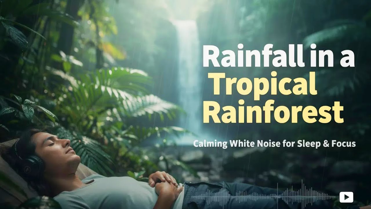 Steady Rainfall in a Lush Rainforest 🌿 Deep Calm, Stress Relief & White Noise for Sleep