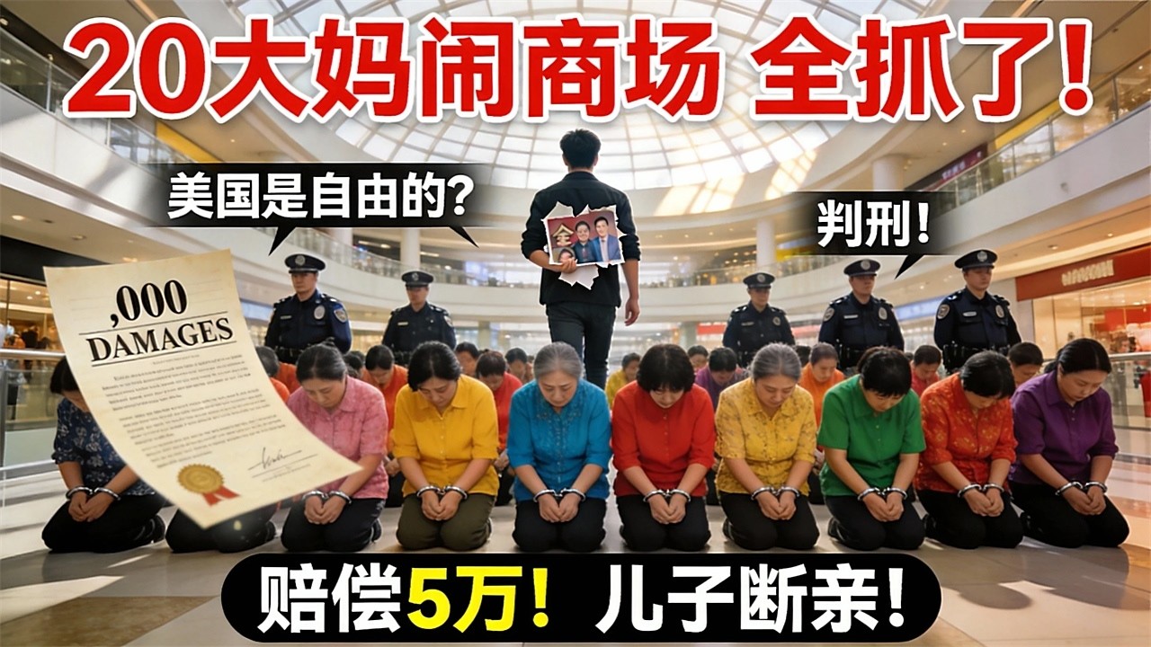 20个大妈商场打牌吓跑200万美金大单！叫嚣“美国是自由的”泼保安一脸！华裔总监一招“关门打狗”，让她们把牢底坐穿！
