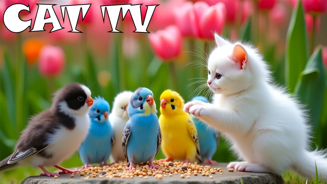 (БЕЗ РЕКЛАМЫ) 4K HDR CAT TV😸📺 Маленькие птички залетают к кормушке🦜🏠 CAT TV, стимулирующий умстве...