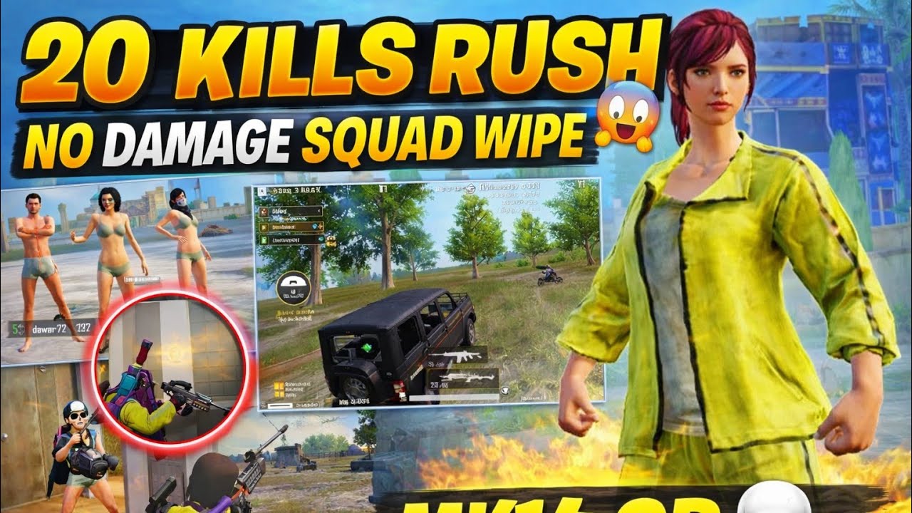 20 Kills FULL RUSH 🔥 | No Damage Squad Wipe 😱 | MK14 OP Gameplay | BGMI