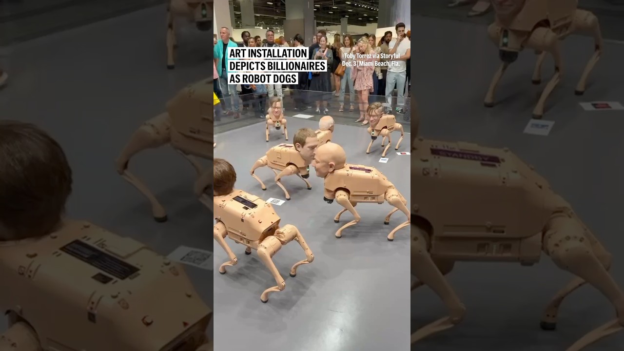 Art installation depicts billionaires as robot dogs