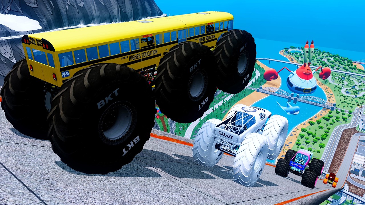 Epic High Speed monster trucks jumps crashes & stunts 151 | BeamNG Drive
