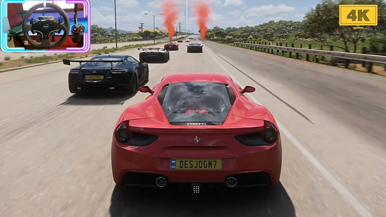 Ferrari 488 GTB VS Modern Supercars - Forza Horizon 5 / Moza R3 Steering Wheel / 4K Gameplay