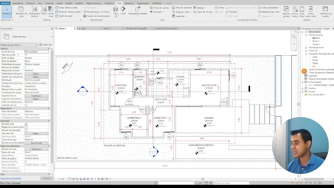 Como Criar Cortes no Revit -  Curso Projeto de Prefeitura - Aula 23