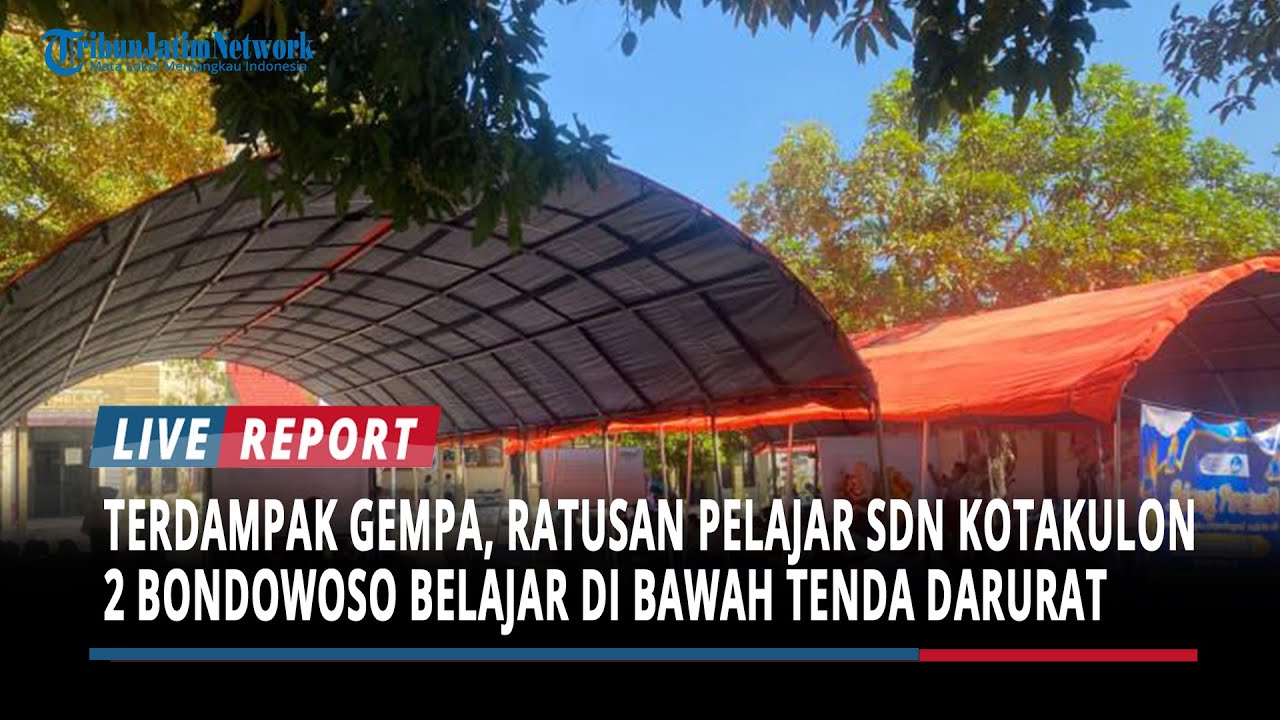 Terdampak Gempa, Ratusan Pelajar SDN Kotakulon 2 Bondowoso Belajar di Bawah Tenda Darurat
