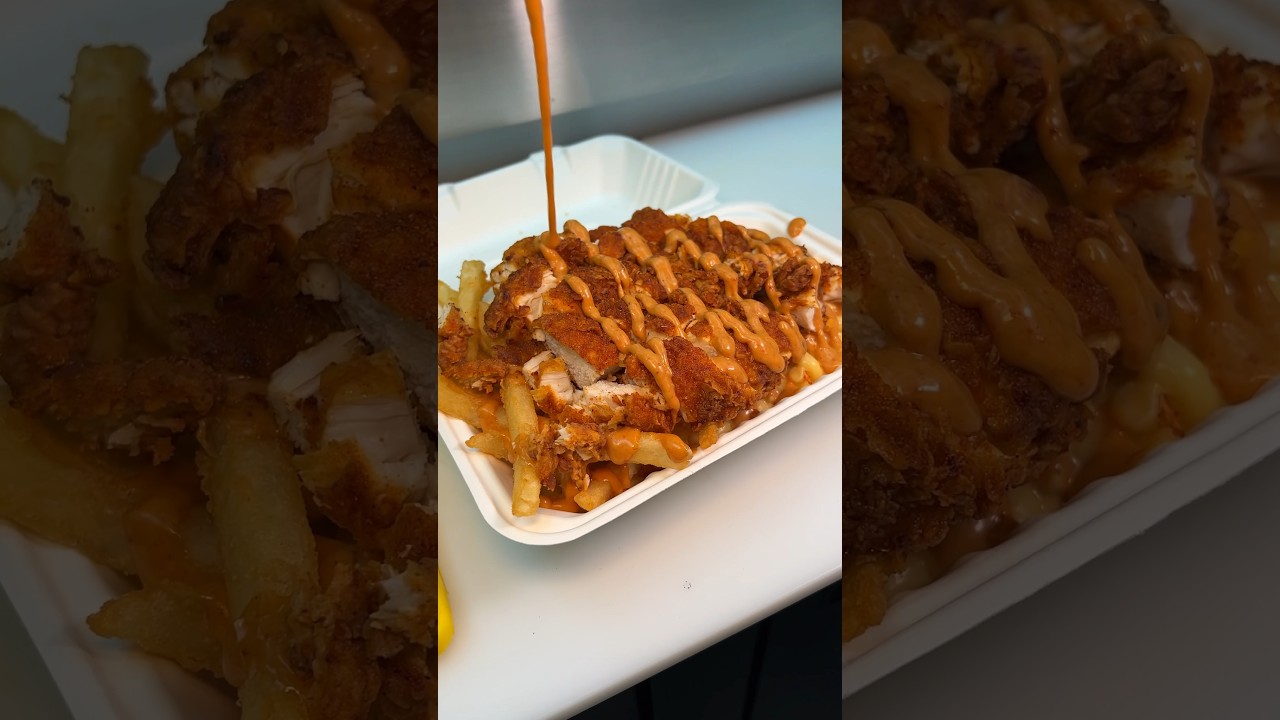 The Half Fries & Half Mac and Cheese Hot Chicken from Fluffies Hot Chicken!! 🔥🍗 #chicken #cheese