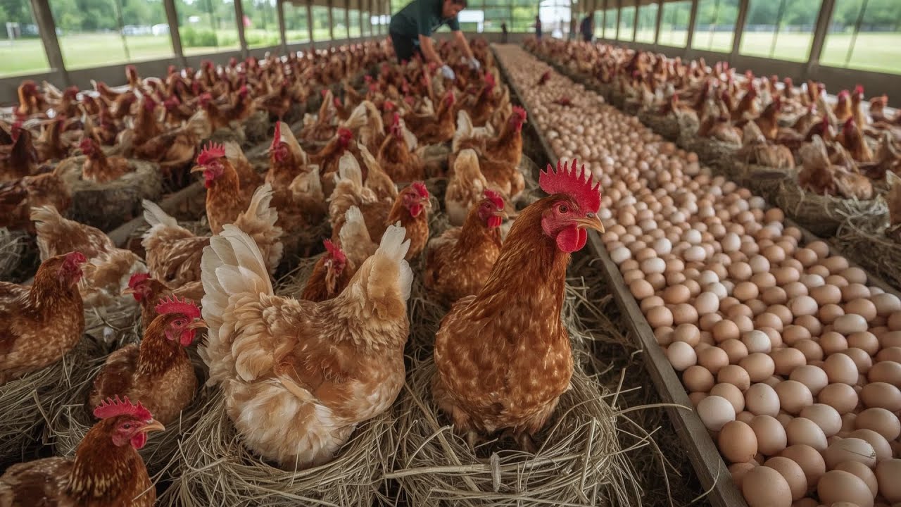 A peaceful countryside village - a day of collecting chicken eggs.
