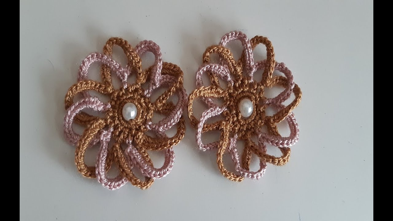 flor a ganchillo facil / crochet flower / tejida con pétalos entrelazados / flor de ganchillo