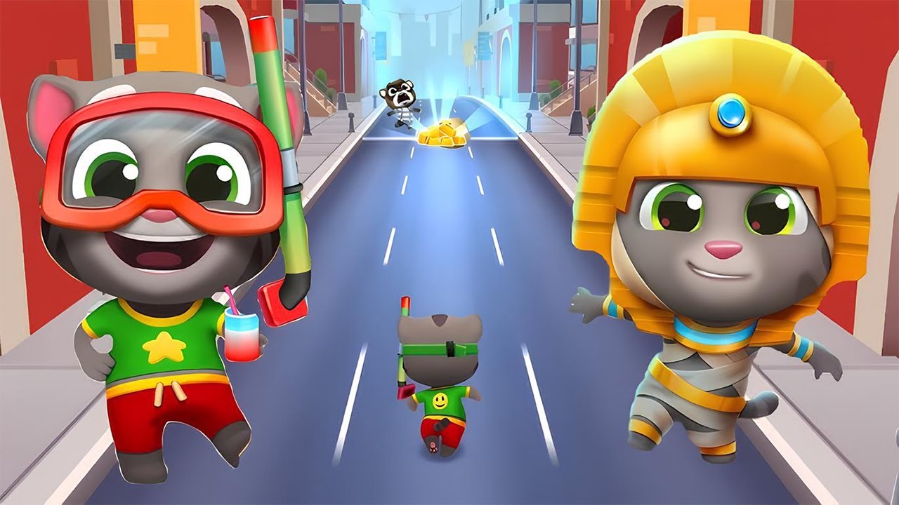Talking Tom Gold Run | My Talking Hank and Angela Run Gameplay | (Android, iOS)