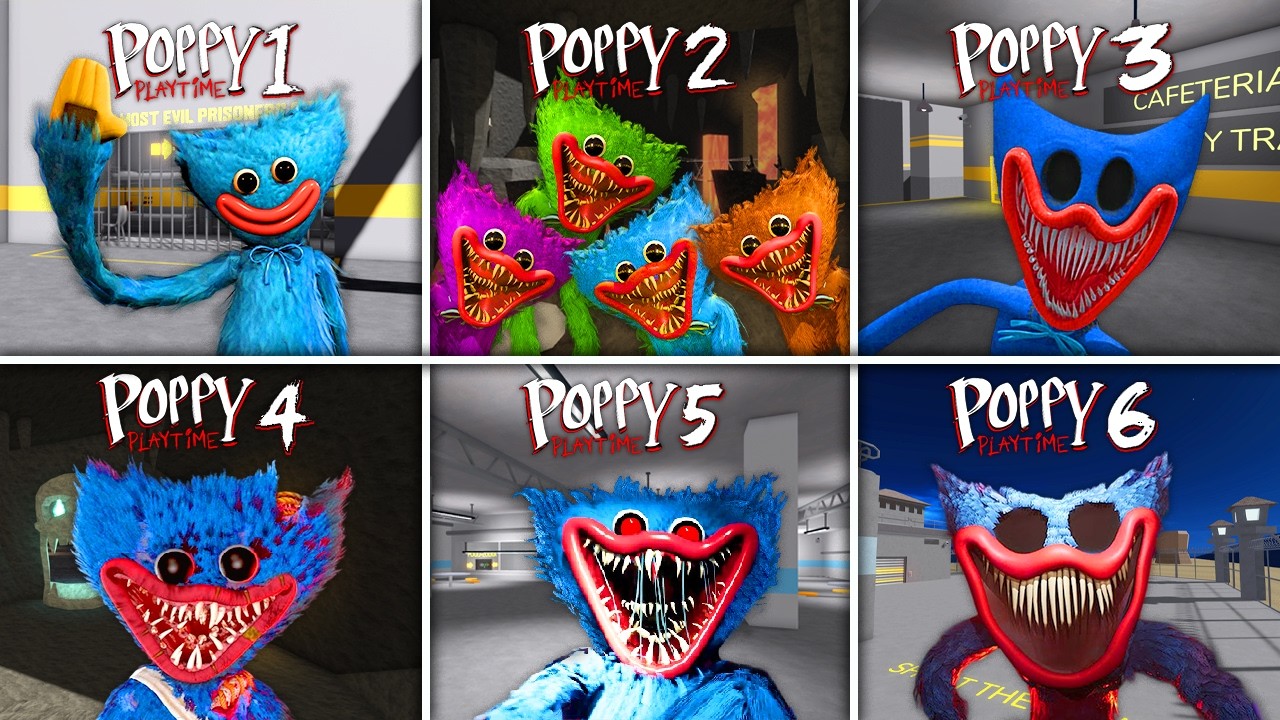 EVOLUTION OF All JUMPSCARES - NEW HUGGY WUGGY Poppy Playtime 1,2,3,4,5,6 in BARRY'S PRISON RUN!